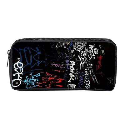 Single Layer Graffiti Pencil Case – Portable Cartoon Stationery Bag for Students