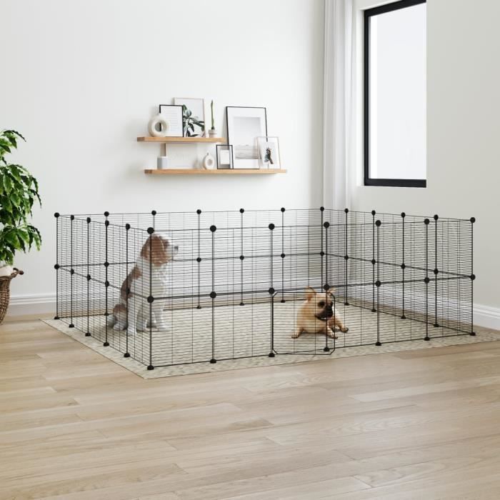 3114046 vidaXL Cage animaux de compagnie à 44 panneaux et porte Noir 35x35 cm