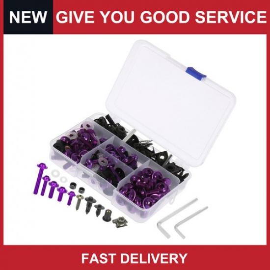Universal Motorcycle Fairing Body Bolts Fastener Clips Screws Purple Pack of 195