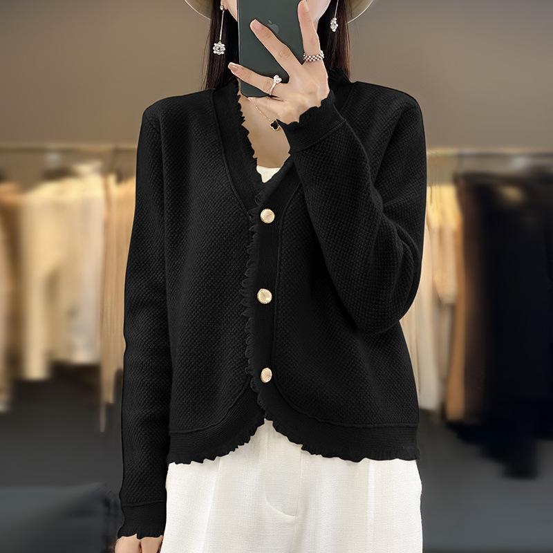 2026 Spring Collection Women's Knit V-Neck Wool Cardigan Coat - Korean Style Sweater