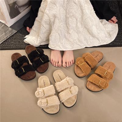 2025 neue Frühling- und Herbst-Flachboden-Bequem-Weichfell-Gürtelschnallen-Schuhe Damenmode-Offenzehenschuhe Damen-Trendschuhe Kinder