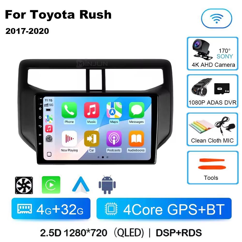 Android14 Car Radio For Toyota Rush Daihatsu Terios 2017 2018 2019 2020 Carplay Auto Player GPS Stereo WIFI+4G 360 Camera BT DSP