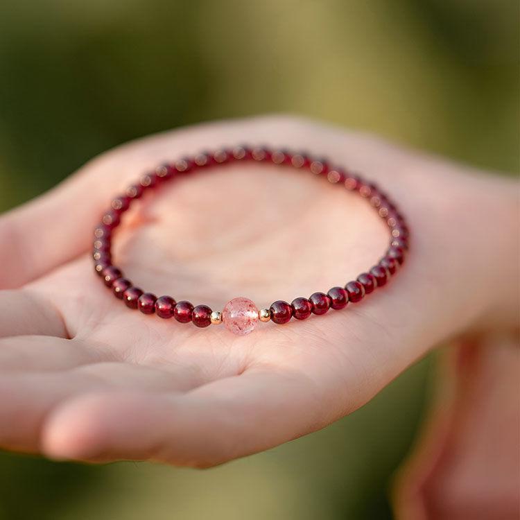 Niche Natural Garnet Stone Beaded Bracelet Unisex Gift DIY