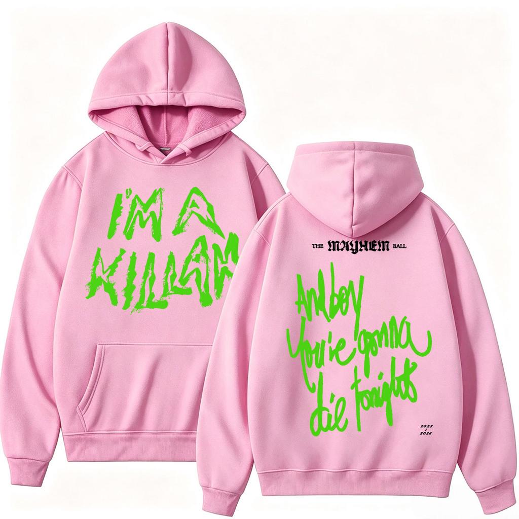 Singer Lady Gaga The MAYHEM Ball Neon Green Killah Hoodie Fashion Pop Music Vintage Sweatshirt Loose Fleece Casual Tracksuit Y2k