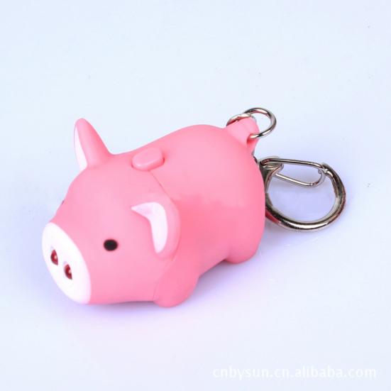 Cute Pig Style LED Light Sound Key Chain Keyring Car Bag Pendant Decoration Gift