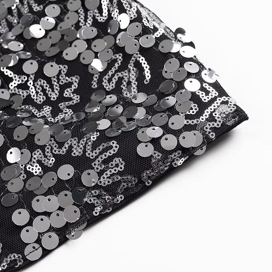 2025 Spring Women's European & American Style Versatile Bow Sequin Top