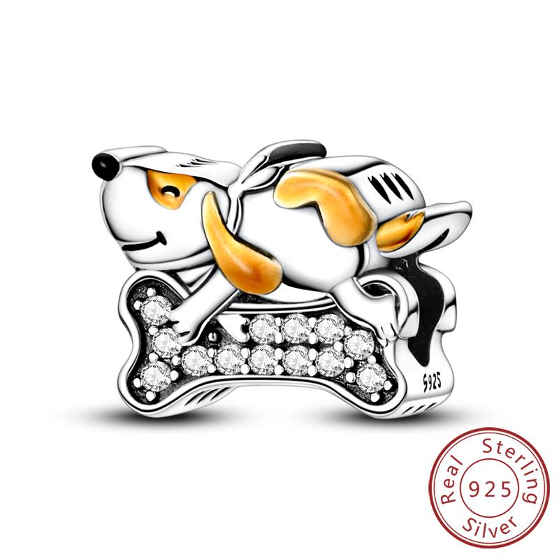 Silve Charms Beads Rabbit Robot Love Puppy Dog Charm Fit Original Bracelet Bangle Pendant Dangle Women Jewelry Gift