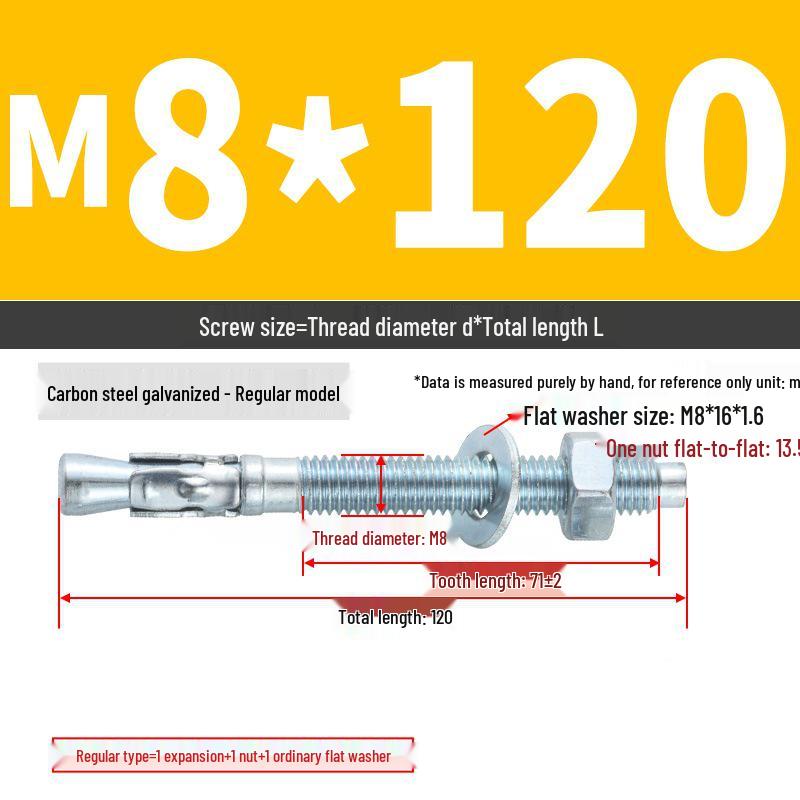 Vysoce pevný nástěnný hmoždinkový šroub pro opravy automobilů (M6/M8/M10/M12)