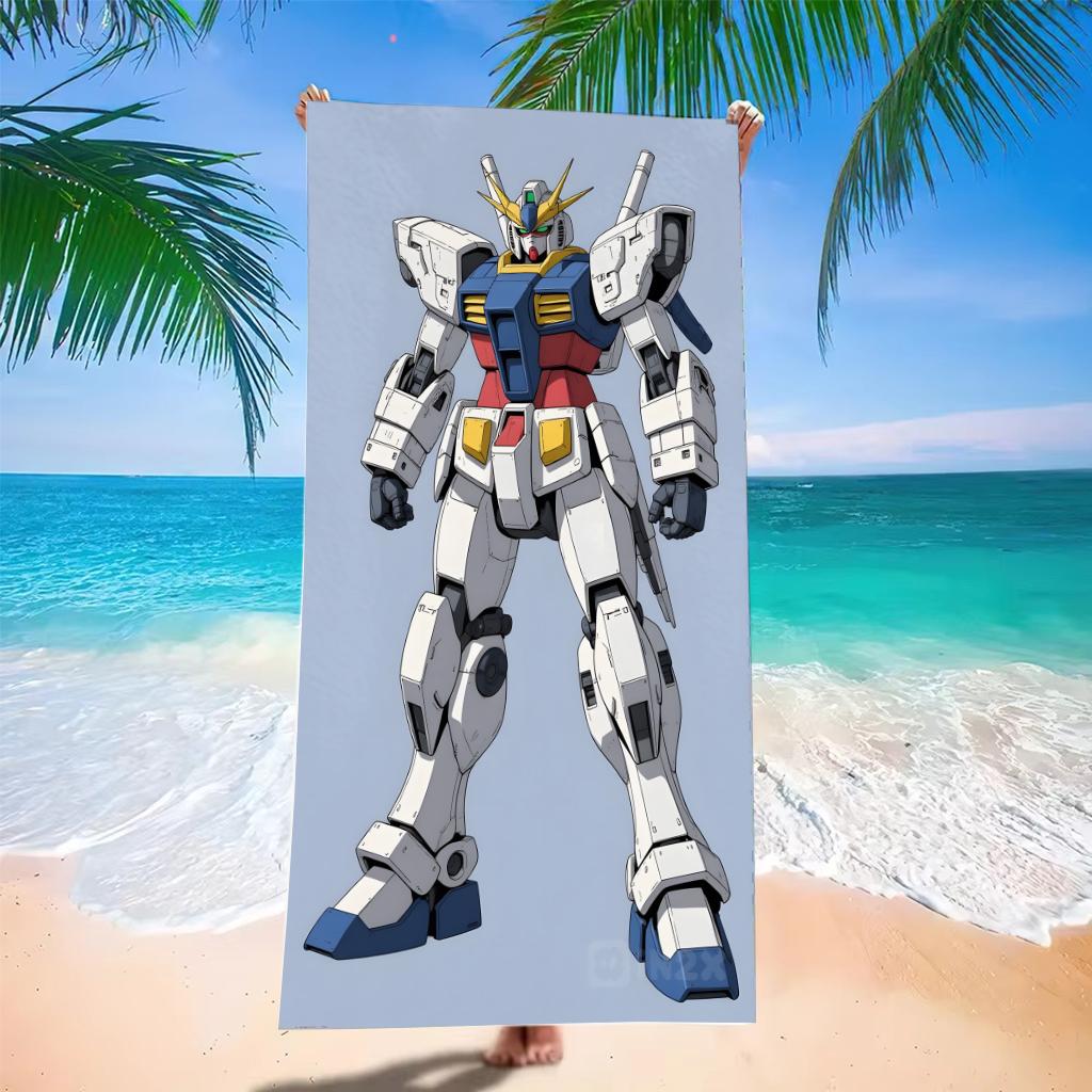 Classic RX-78 Style Gundam Beach Towel, Anime Mecha Robot Microfiber Quick Dry Sand-Free Towel for Men Pool Gym