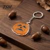 Pumpkin Pattern Charm Halloween Creepy Acrylic Keychain, Double-sided Head Key Ring Durable Metal Chain for Backpacks, Decorative Car Holiday