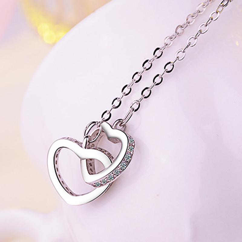 Luxur 925 Sterling Silver Necklace Pendant Shining Zircon High Quality Fashion Jewelry For Women Chain Wedding Birthday Gift