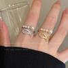 Braided Pearl Zirconia Ring for Women - Luxurious and High-end Style, Finger Ring with An Elegant Opening, Suitable for Layering on The Finger.