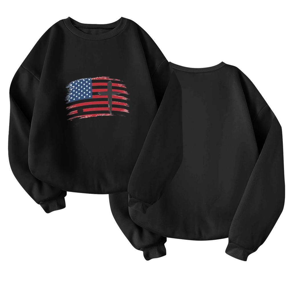 Unisex Fashion Casual Long Sleeve  Print Round Neck Top