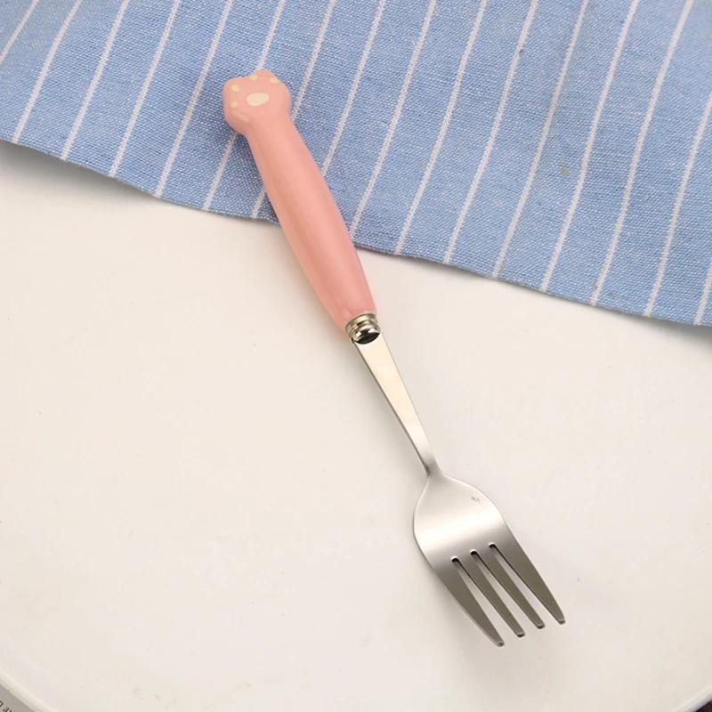 Ins Cartoon Bear Dragon Spoon Fork Chopsticks Cutlery Set for Children Kids School Cute Portable Stainless Steel Tableware
