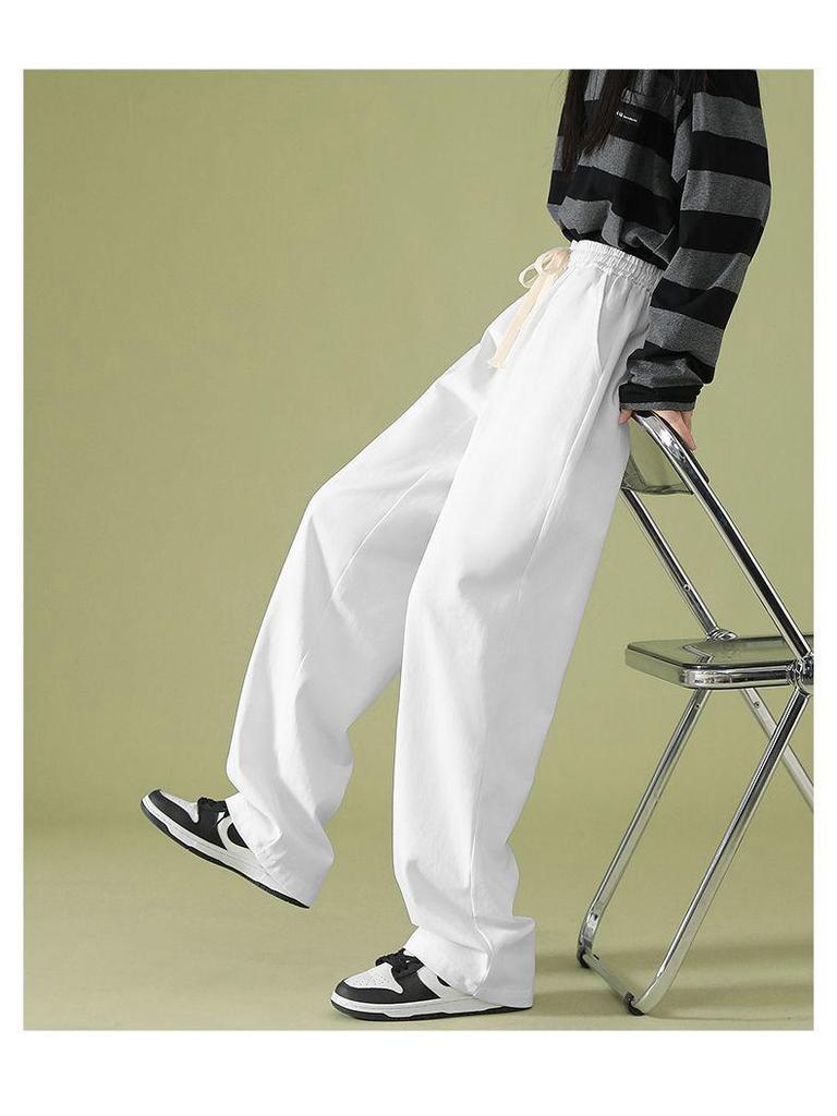 2026 Summer Women's Wide-Leg High-Waisted Loose Suit Pants with Double Buttons and Drawstring - Lightweight and Casual