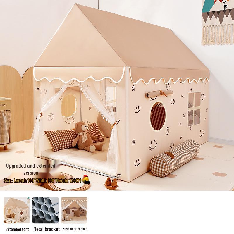Children's Extra Long Indoor Princess Castle Tent with Mosquito Net