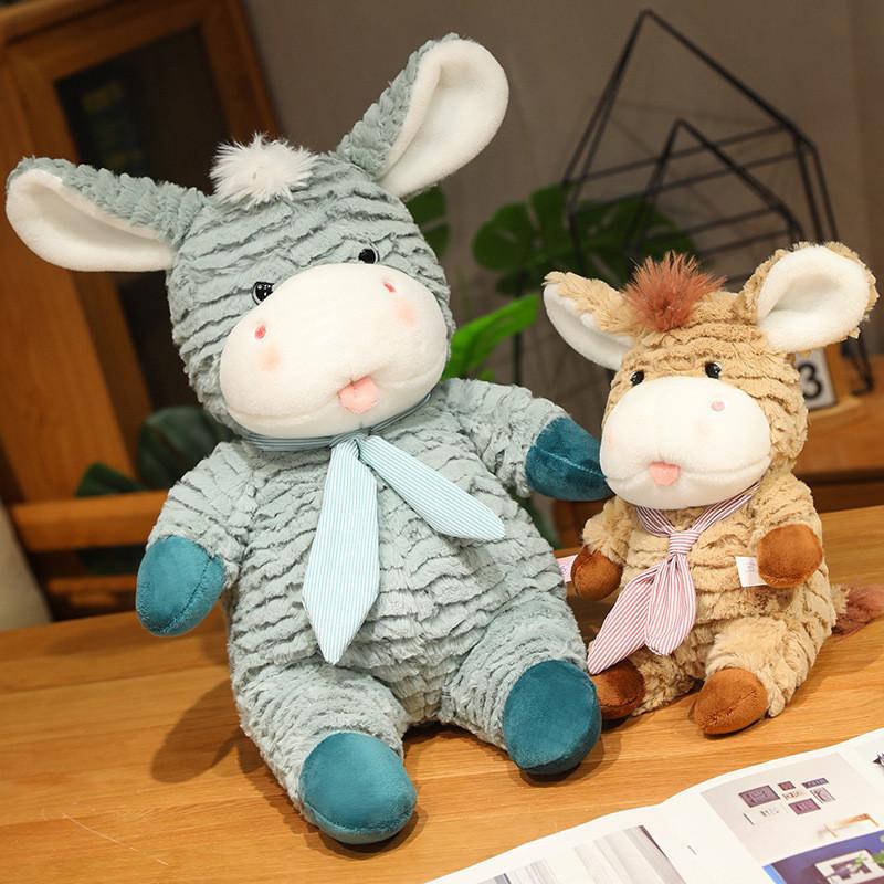 Adorable Brown Blue And Green Plush Donkey Stuffed Animal Soft Toy For Kids Gift