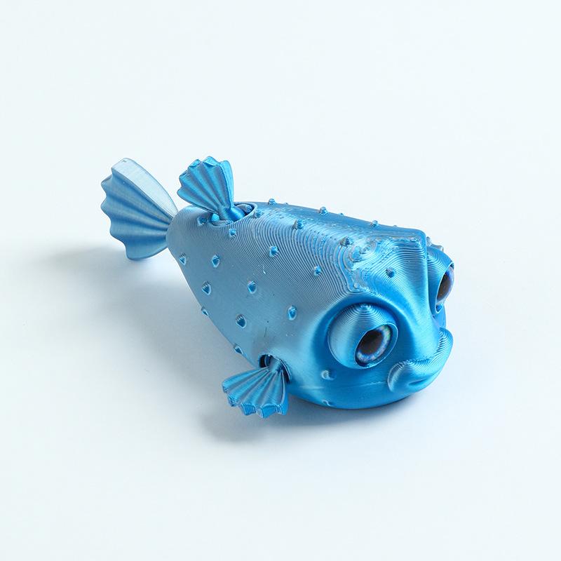 Simulation Of Marine Animals New 3D Printing Cute Puffer Fish Toys Joints Movable Simulation Eyes Kids Toy Gifts Home Decoration