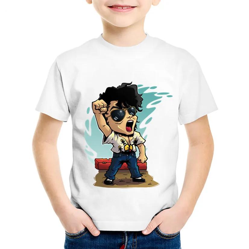 Hot Sales Children Cartoon Michael Jackson Funny T Shirt Kids Rock N Roll Summer Cotton Tops Baby BoysGirls Casual Clothes
