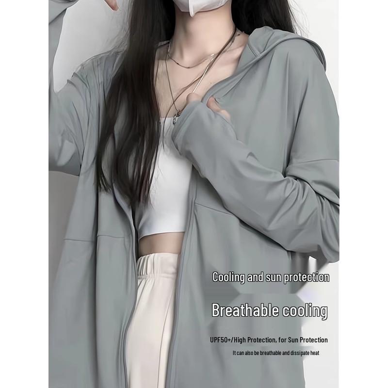 

Women s Summer Ice Silk UV Protection Hooded Jacket Small