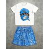 Men's 2-piece Suit Round Neck Short-sleeved T-shirt + Drawstring Pocket Beach Shorts