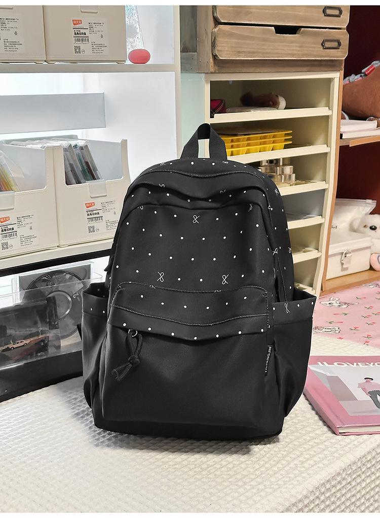 Schoolbag girly heart atmosphere polka dot bow versatile high value backpack female student schoolbag commuting simple backpack
