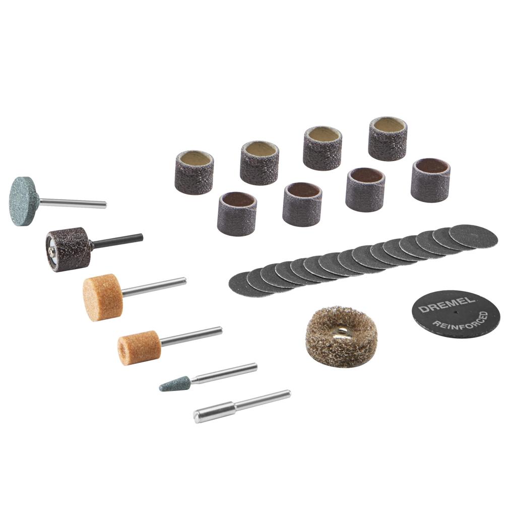 Dremel Sanding Grinding Rotary Tool Accessory Kit with 31 Pieces Includes Grinding Sanding and Mandrels 727-01 & Case, - Stones, Bands, Cut-Off