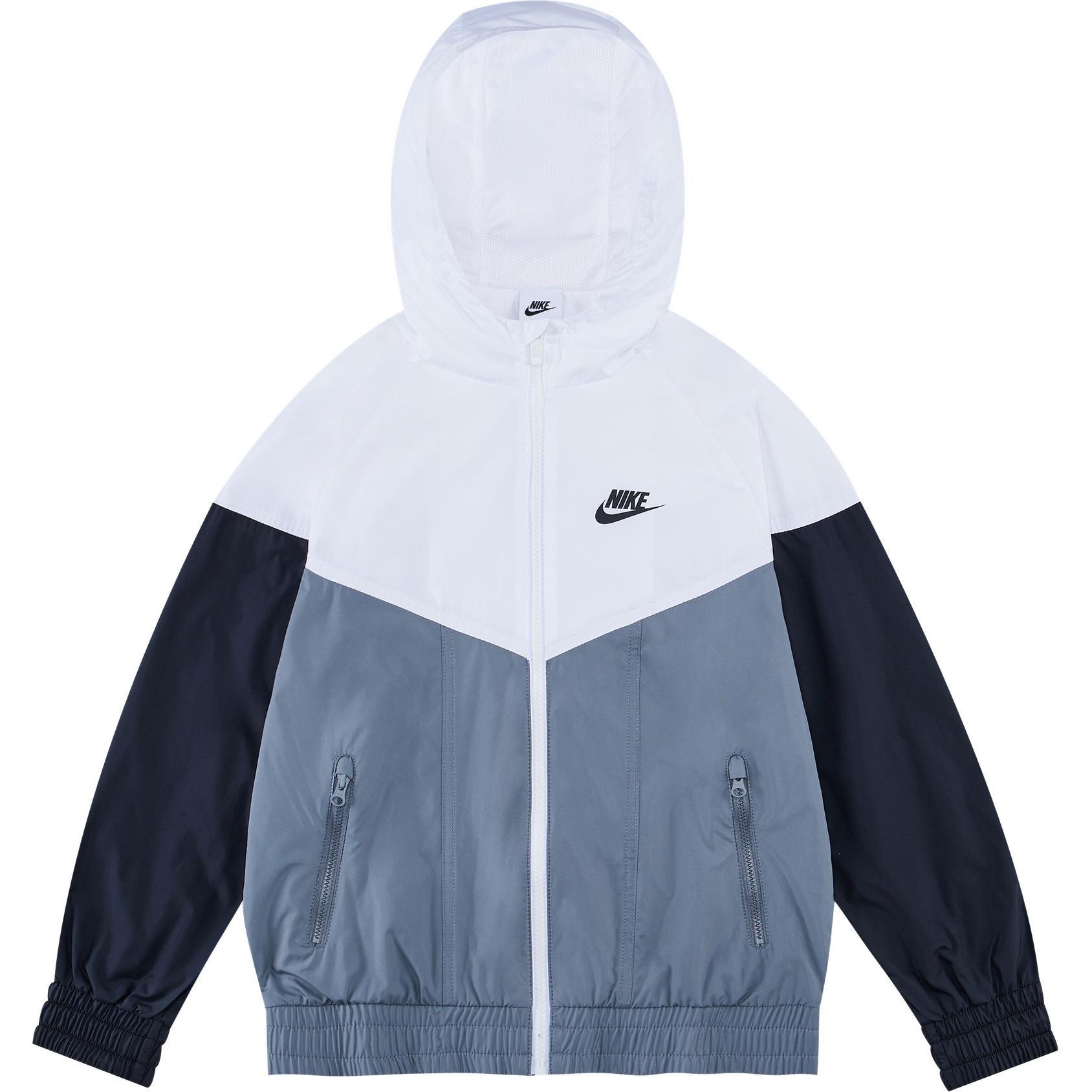 (GS) Nike Sportswear Windrunner Hooded Repel Jacket White Grey Black Kids FZ5516-100 L