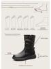 2024 Women's British Style Flat-Sole Velvet Mid-Length Martin Boots for Autumn and Winter