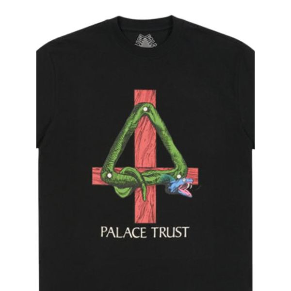 Palace Trust  Graphic Print Crew Neck T-Shirt Unisex Tops Black P21TS247