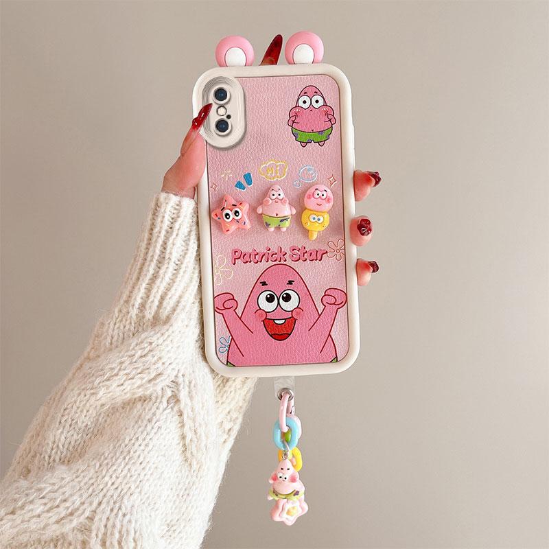 KEYSION Cute Ear 3D Cartoon Case for iPhone XS Max X with Bracelet Soft Silicone Shockproof Phone Back Cover for iPhone XR
