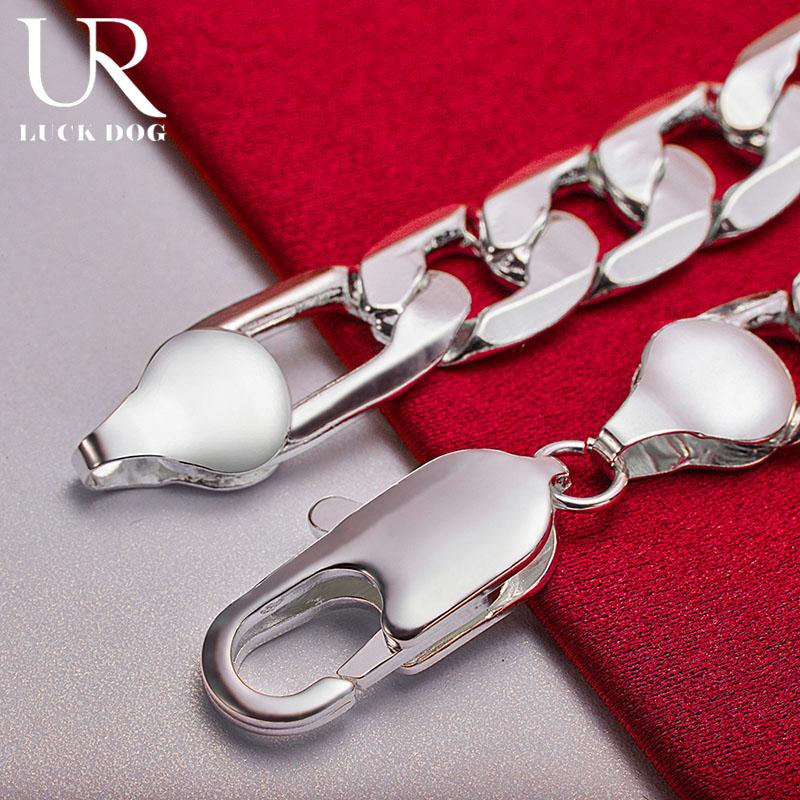 925 Sterling Silver 12mm Side Chain Bracelet Fashionable Wedding Jewelry