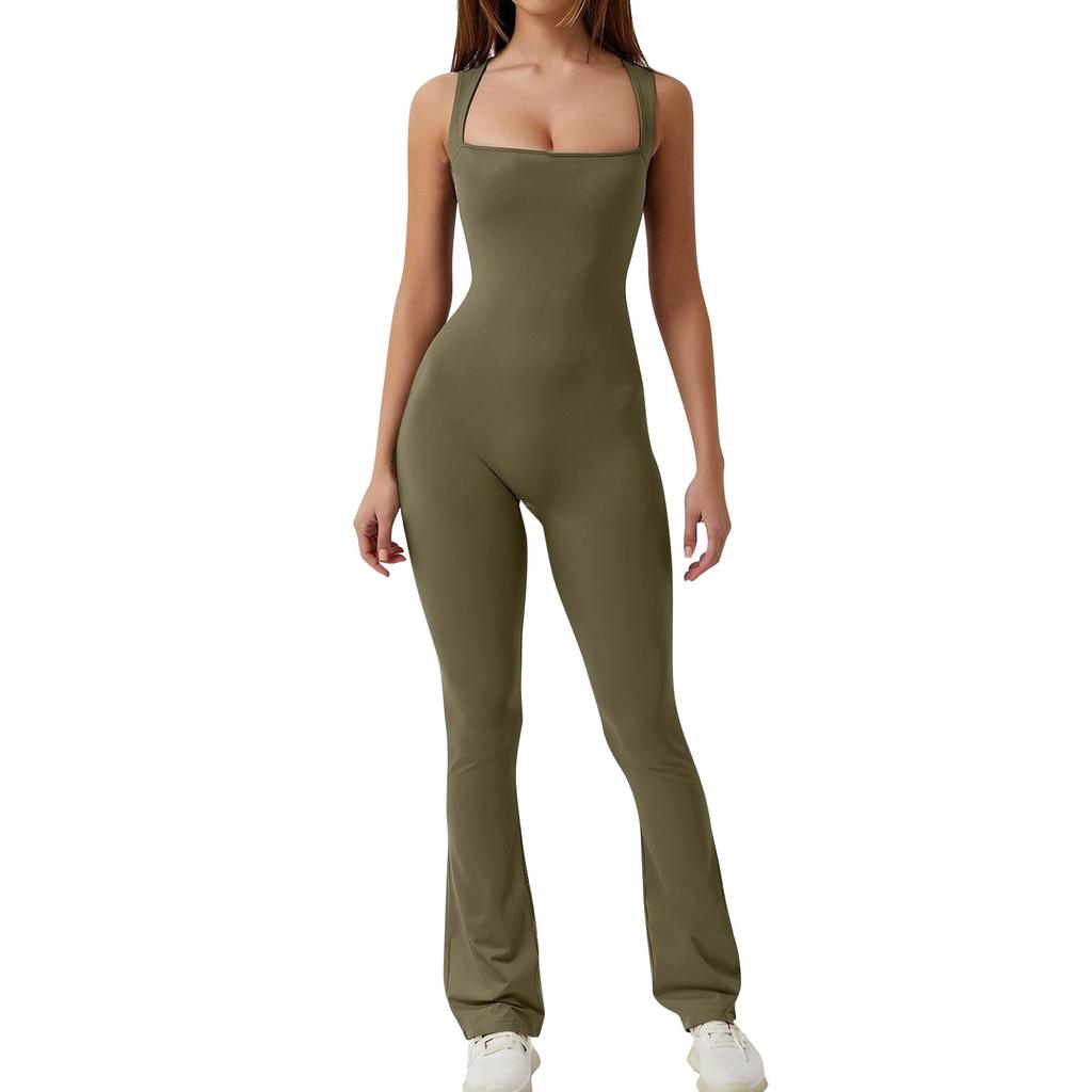 Women's Wide Leg Jumpsuit Women's Sleeveless Sexy Tight Casual Bodysuit Fitness Clothing