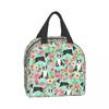 Bull Terrier With Flowers Lunch Box for Women Kids Multifunction Pet Dog Cooler Thermal Food Insulated Lunch Bag Office Work