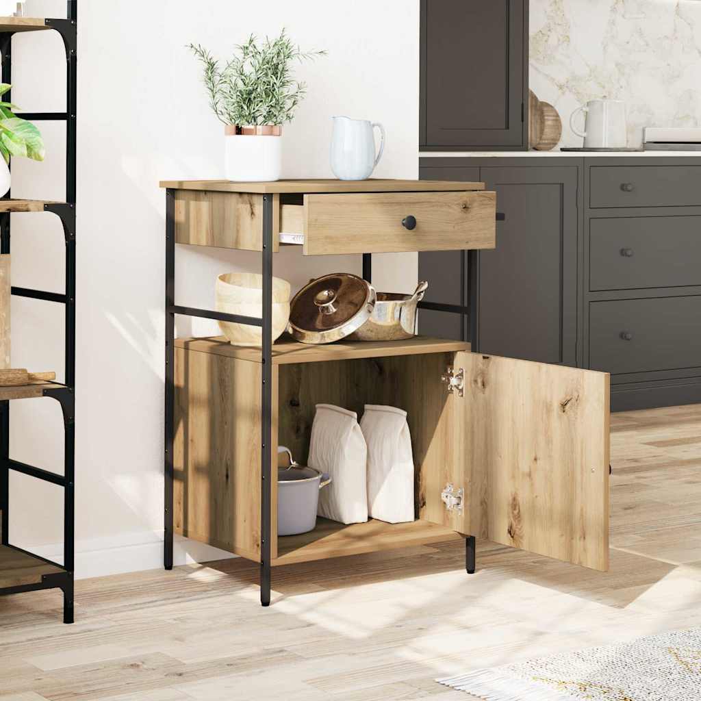 Kitchen Trolley Artisan Oak 56 x 43 x 89.5 cm Engineered Wood