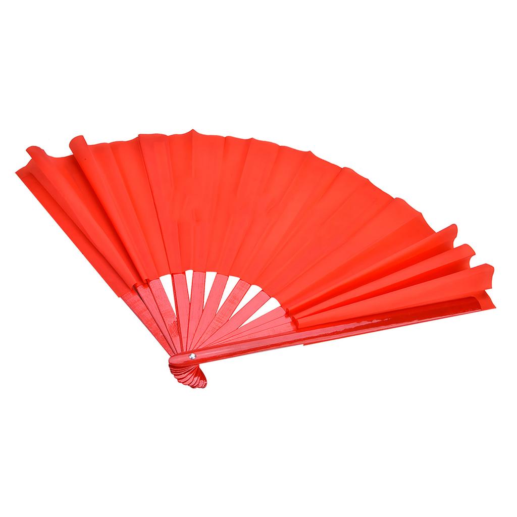 Tai Chi Martial Arts Kung Fu Bamboo Silk Dance Pratice Training Performance Fan (Red Rib)