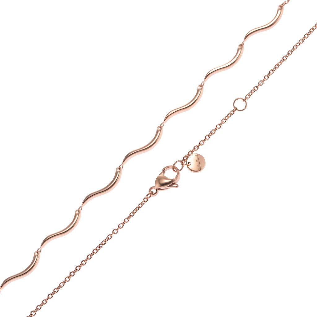 WAVE Rose Tone Stainless Steel Chain SKJ1745791 [Skagen] Women's Necklace,