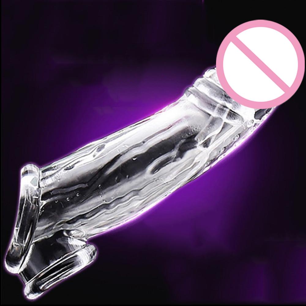 Reusable Penis Sleeve Big Penis Extender Condom Cock Extension Dick Enlargemen Sex Toys For Men Enlargement Time Delay