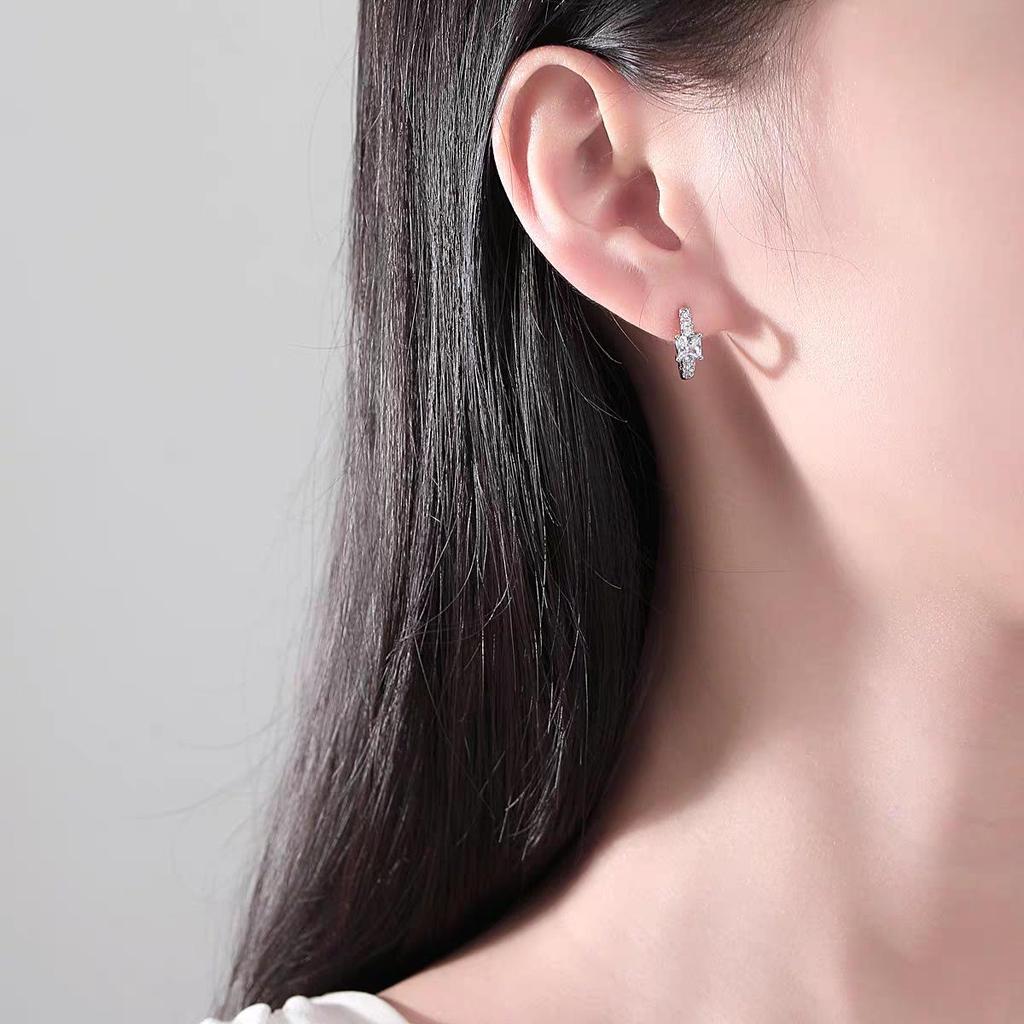 Elegante mehrfarbige Zirkon-besetzte Zuckerwürfel-Ohrringe für Damen