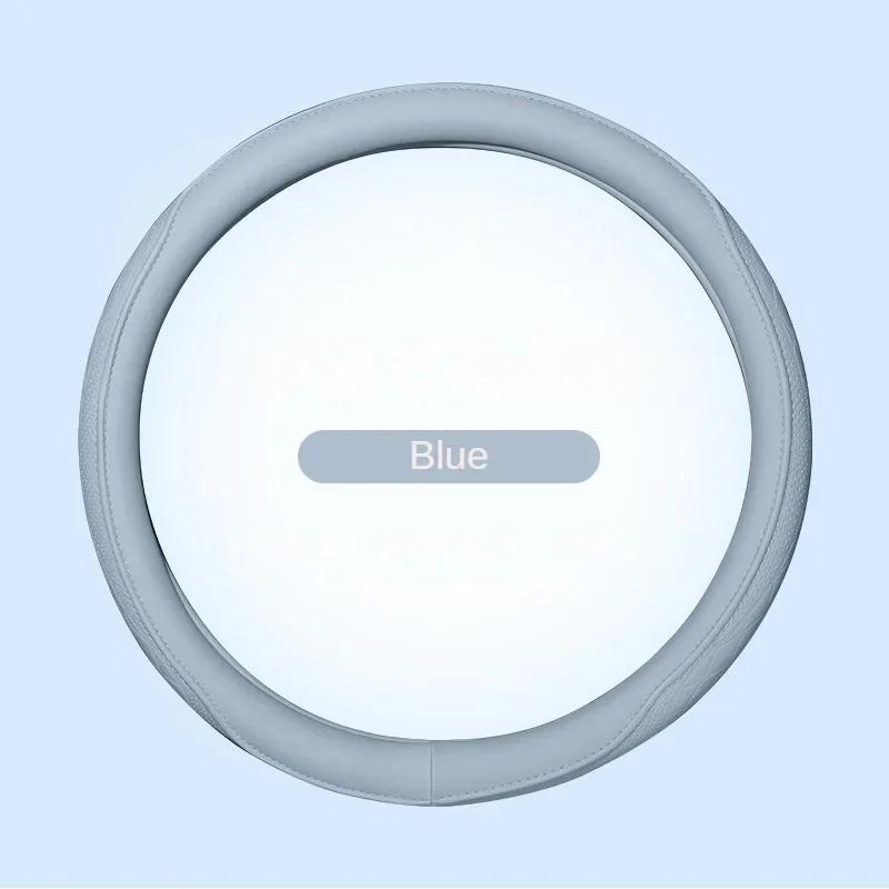 Napa Leather Perforated Patchwork Car Steering Wheel Cover, Non-slip, Breathable, Universal 15 Inch (Approx. 38.1cm) Amagi