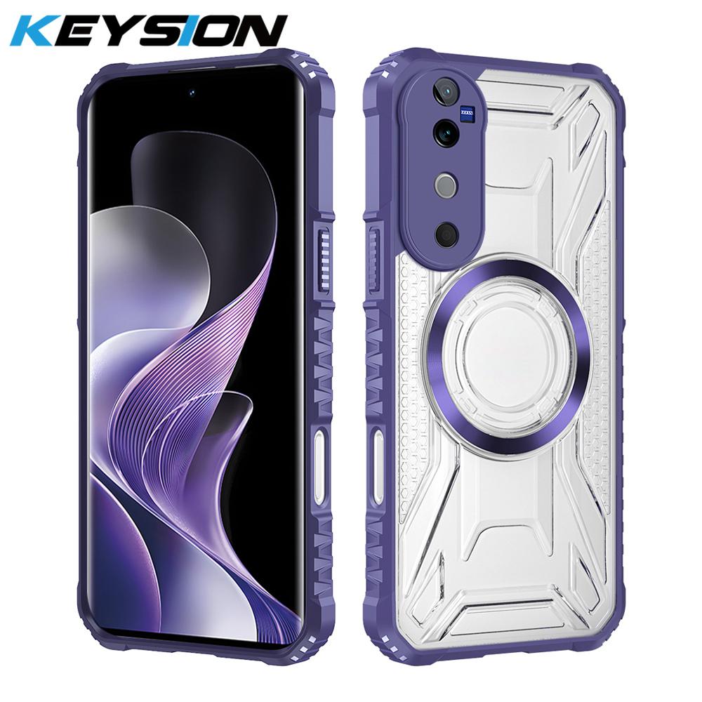 

KEYSION Прозрачный Магнитный Чехол для VIVO V40 Pro 5G Мягкий Силикон+ПК Сверхпрочный Ударопрочный Чехол для телефона для для VIVO V40 5G for VIVO V40 Pro 5G фиолетовый