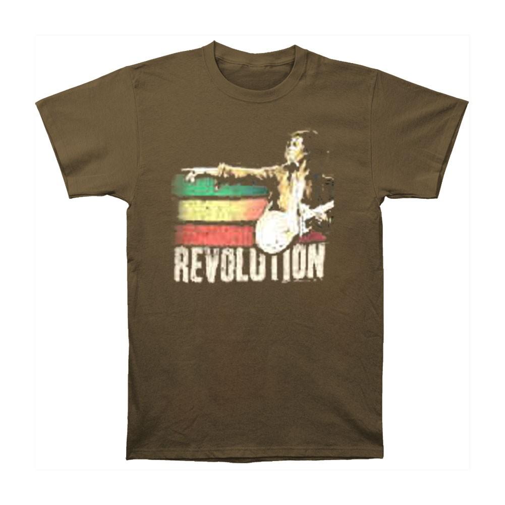 Men s Bob Marley Stripe Revolution T-shirt Small Brown 3XL