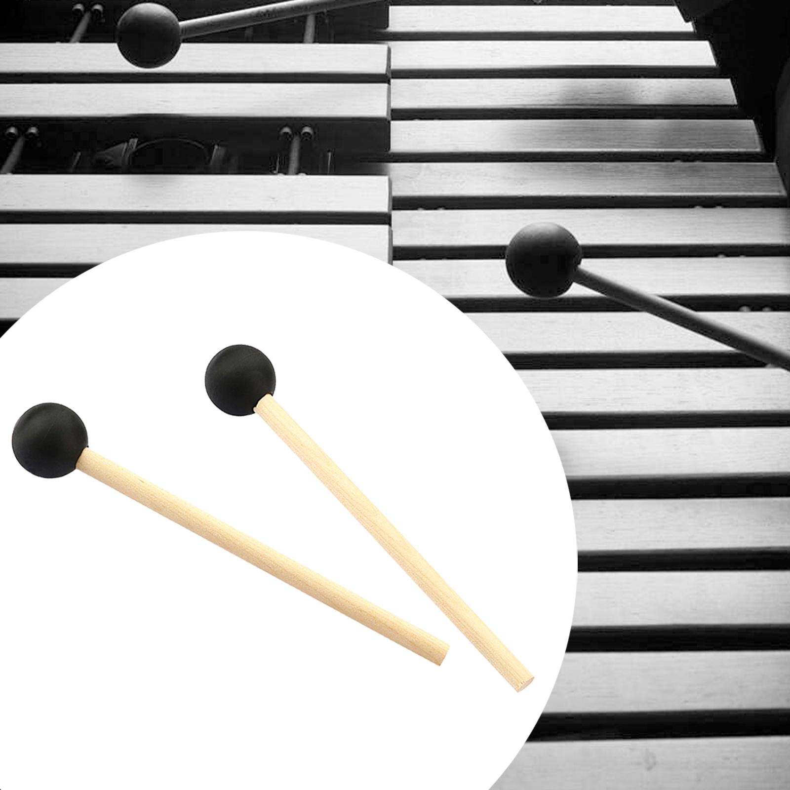 

2 Pieces Percussion Drumsticks, Rubber Head Professional Steel Drum Mallets, Wood Handle for Performance, Glockenspiel