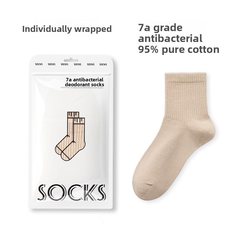 

Female Spring and Autumn Cotton 7A Antibacterial Sweat Absorber Boneless Tube Socks 1 pair