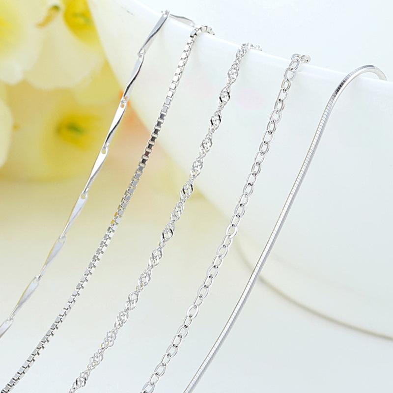 

Женское изящное ожерелье, цепочка с волнами, ювелирные аксессуары с крестообразной цепочкой Sterling Silver 925 Electroplated Platinum