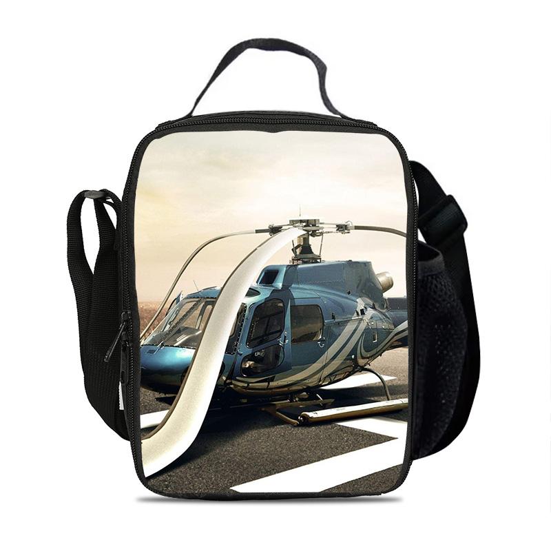 Helicopter Ice Bag Compact and Large Capacity New Mechanical Printed Campus Boys and Girls Best Birthday Gifts for School