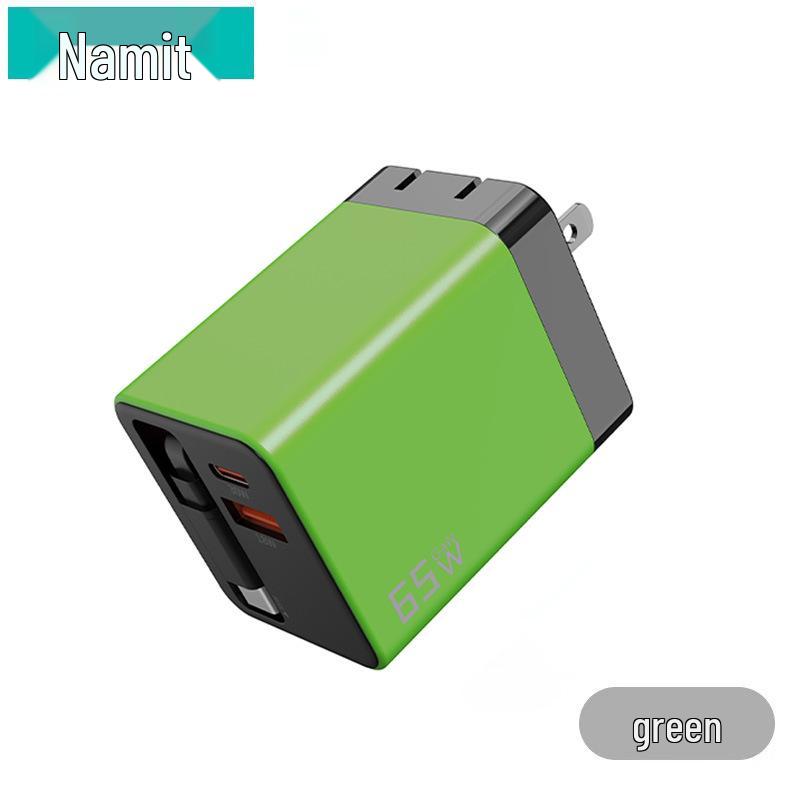 65W Gallium Nitride Charger with Retractable Cable for Apple Fast Charging