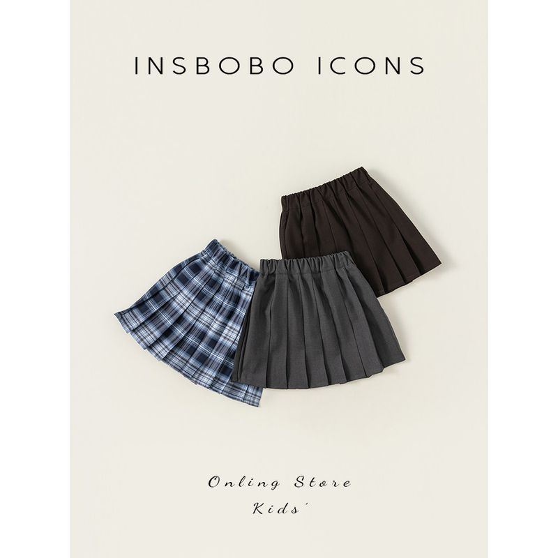 Insbobo Girls' Skirt 2026 Spring New Style Pleated Skirt for Girls, Stylish Short Skirt for Children, Girls' Skirt