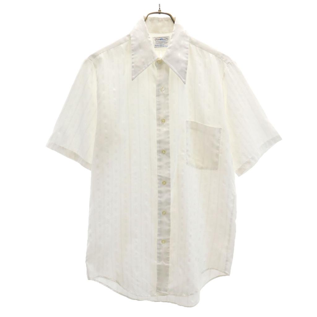 TOWNCRAFT 70s vintage Striped Pattern Short sleeve shirt white PENNEYS Men's Used