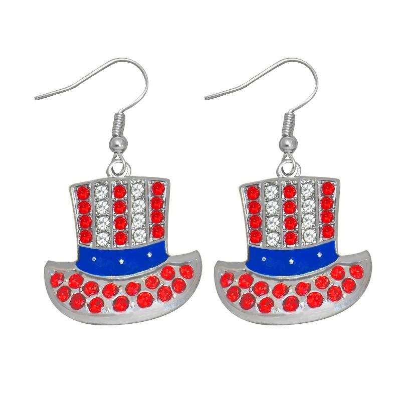 American Independence Day Earrings USA Winged Butterfly Diamond-encrusted Boots Oil-drip Pendant Earrings
